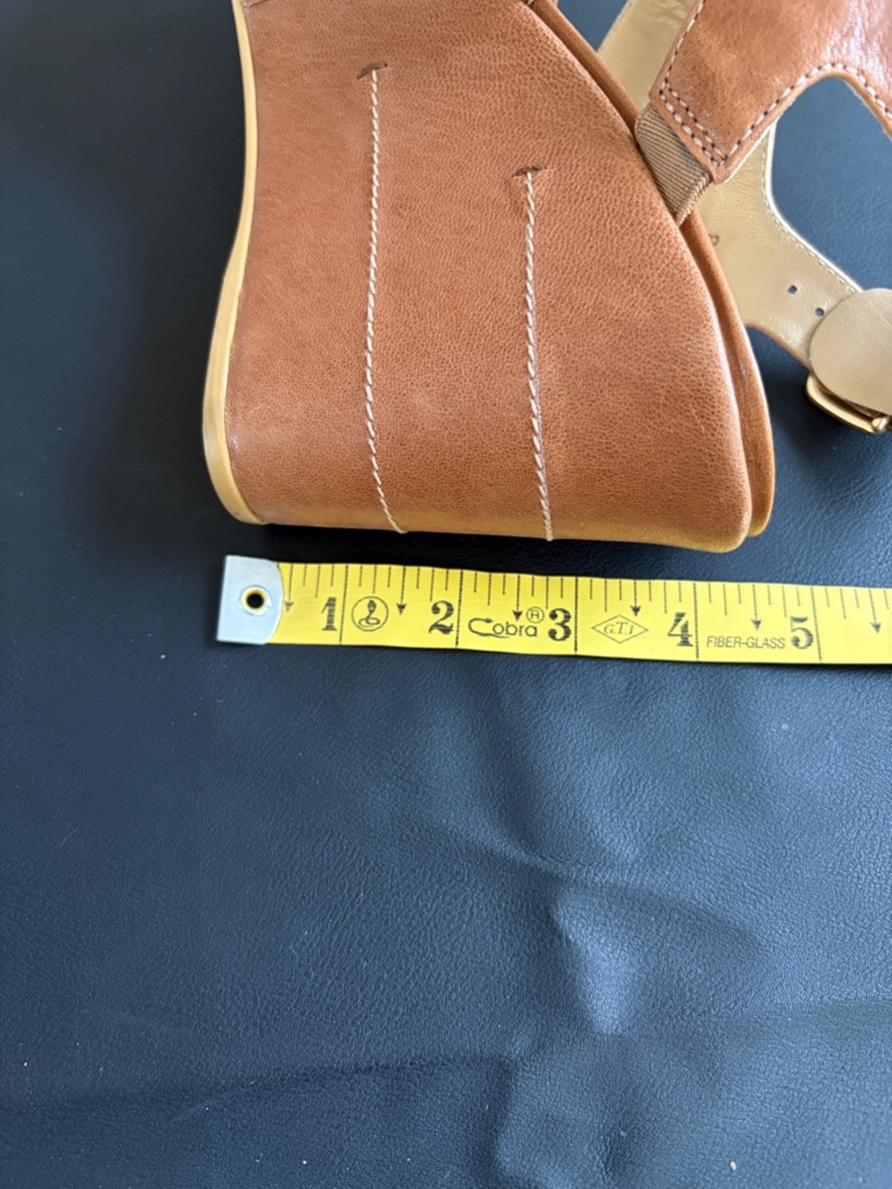 Stuart Weitzman Cognac Leather Strappy Wedge Sandals Size 8M - Picture 8 of 8